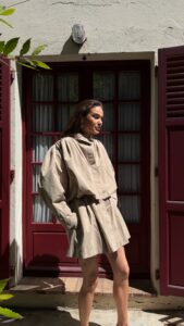 BEIGE HEAVEN COSTUME • костюм из микрозамшевого хлопка нежный бежевый - 57171