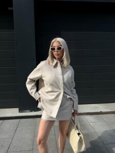 Костюм из натуральной кожи Latte - 57899