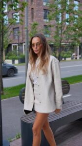Костюм из натуральной кожи Latte - 57881